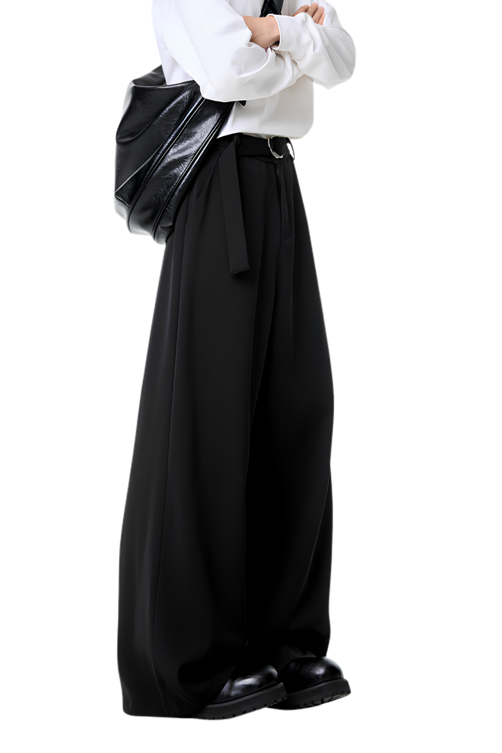 Draped Wide-leg Pants Black
