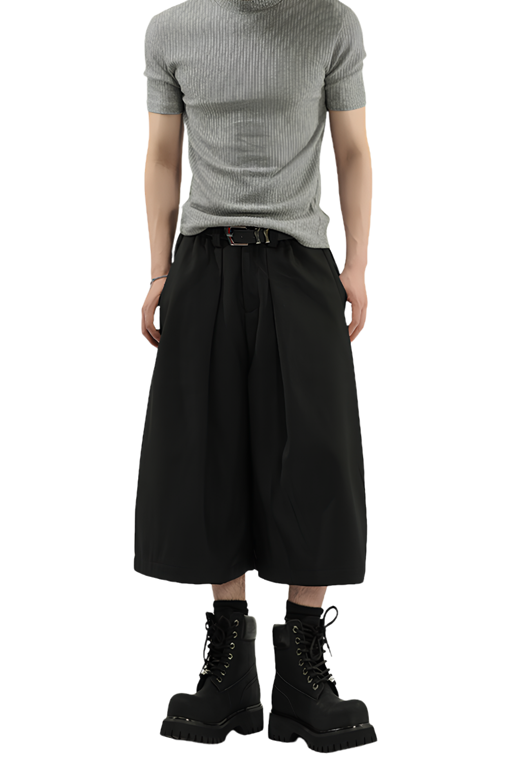 Wide-leg Pleated Draping Mens Suit Pants Shorts