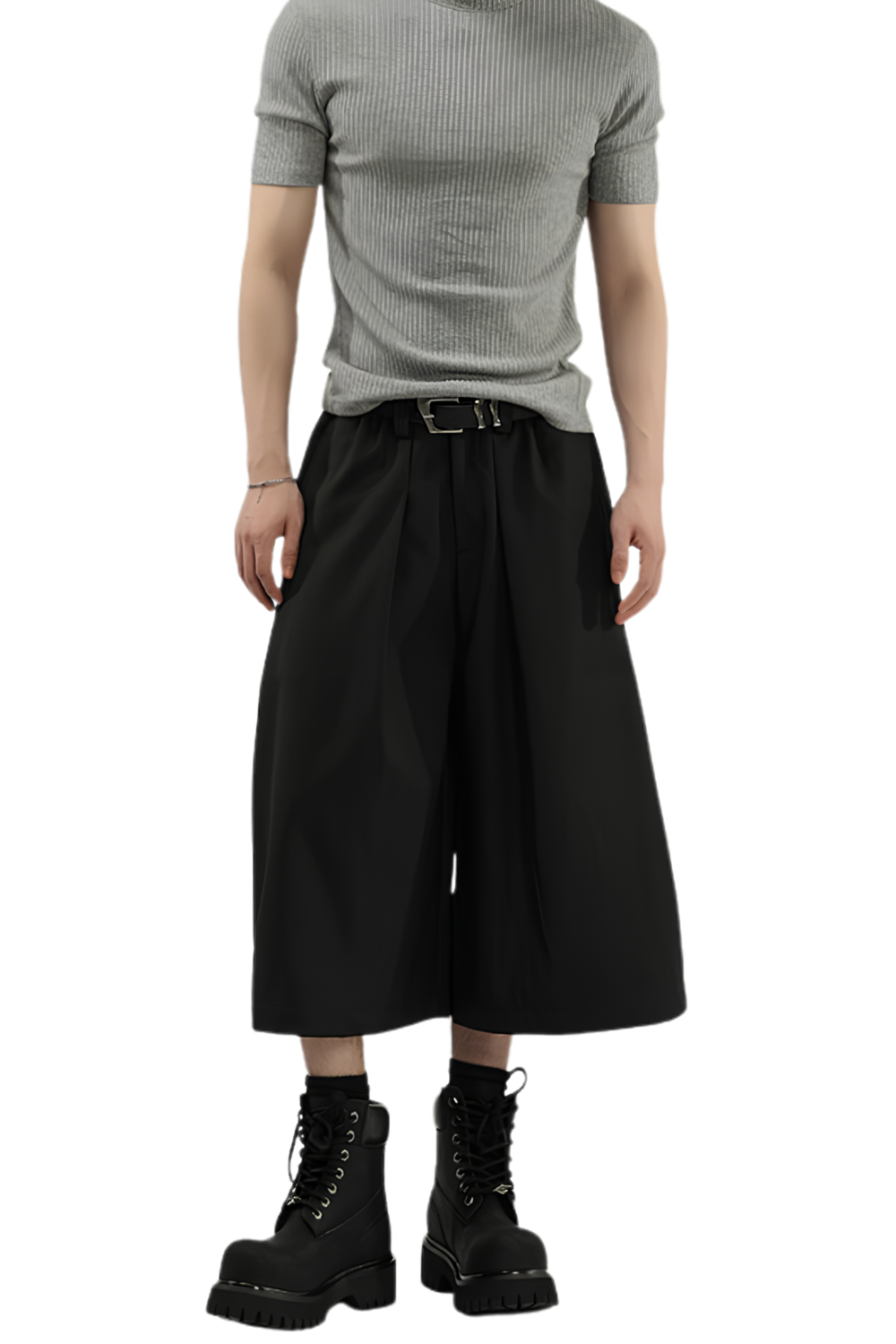 Wide-leg Pleated Draping Mens Suit Pants Shorts